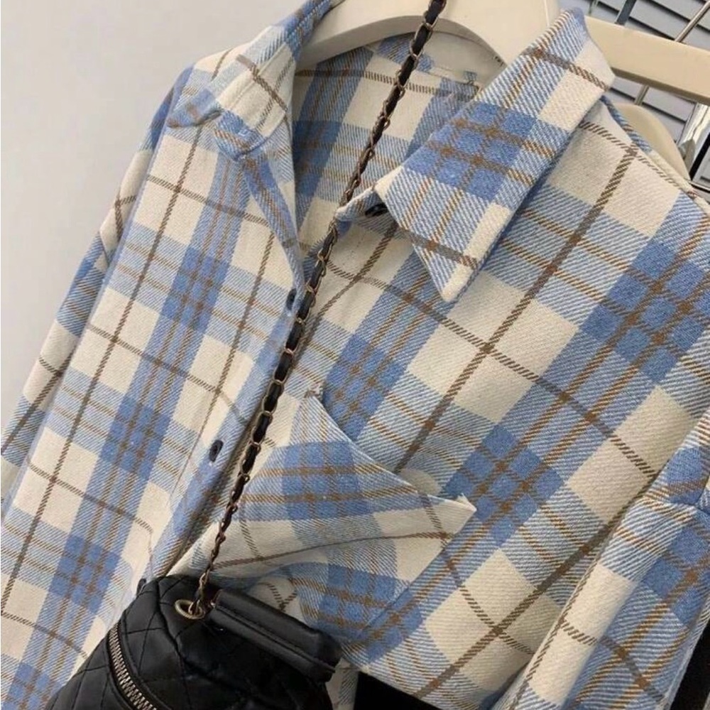 Women's Spring Plaid Patchwork Front Button Pocke… - image 3